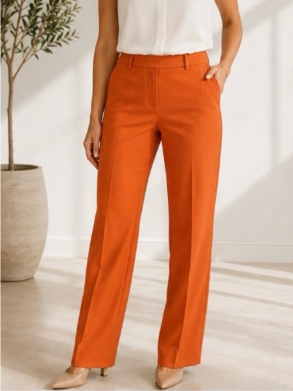 The Limited Modern Trouser Rust Terracotta Orange Pants 8